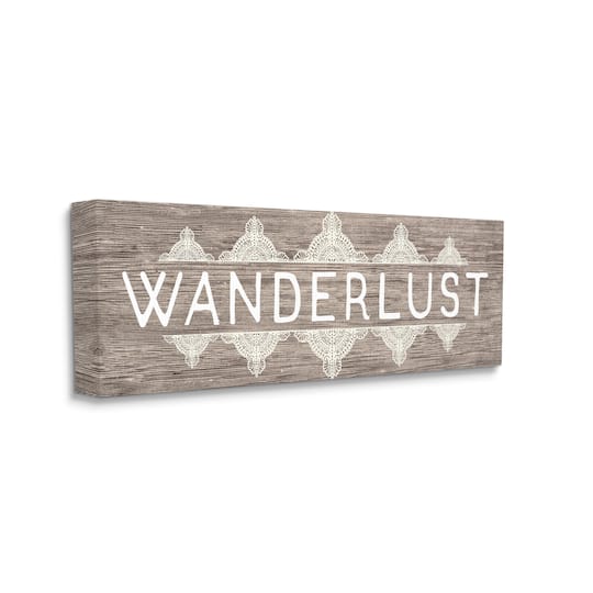 Stupell Industries Rustic Wanderlust Phrase with Paisley Country Pattern Canvas Wall Art